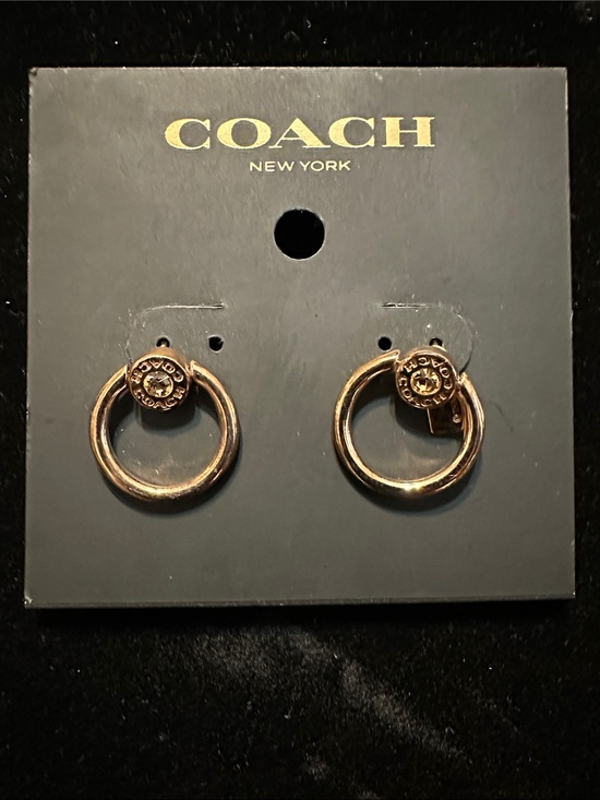 Coach Jewelry - COACH Rose Gold Ring Drop Logo Earrings